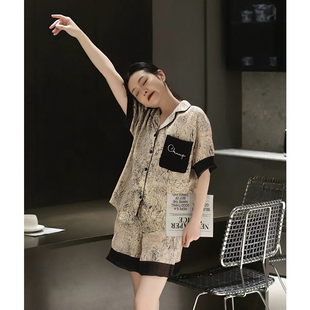 家居服可外穿丝绸凉感夏天套装 纯禧夏季 大码 短袖 睡衣女冰丝薄款