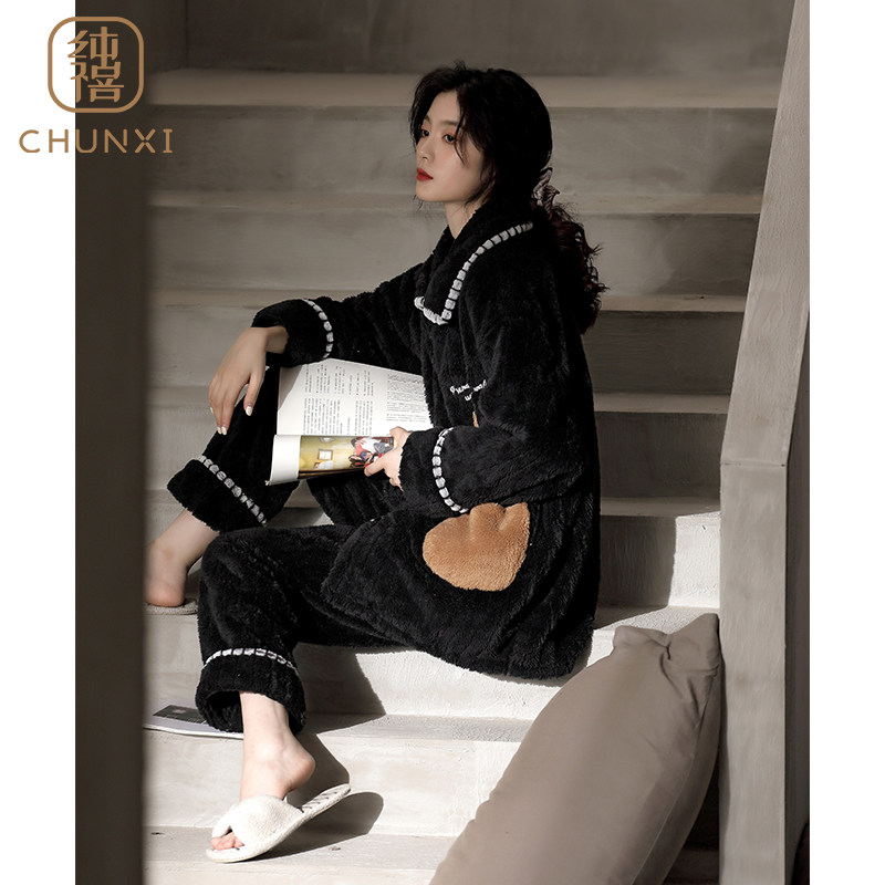 2024年新款睡衣女冬季珊瑚绒加厚加绒家居服少女士法兰绒冬天套装,女士内衣/男士内衣/家居服,睡衣/家居服套装,淘宝优惠券,粉丝福利购,淘宝优惠卷