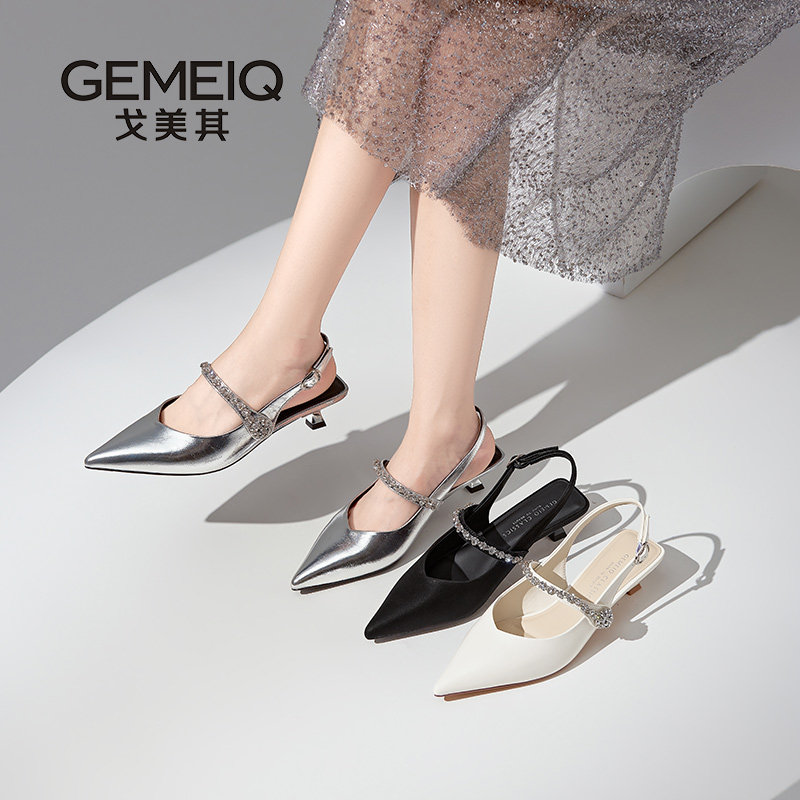 戈美其包头凉鞋女款夏2026年新款尖头绝美半拖鞋外穿平底懒人单鞋