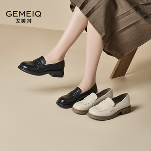 戈美其乐福鞋女新款日系JK制服鞋百搭英伦小皮鞋低跟一脚蹬单鞋子