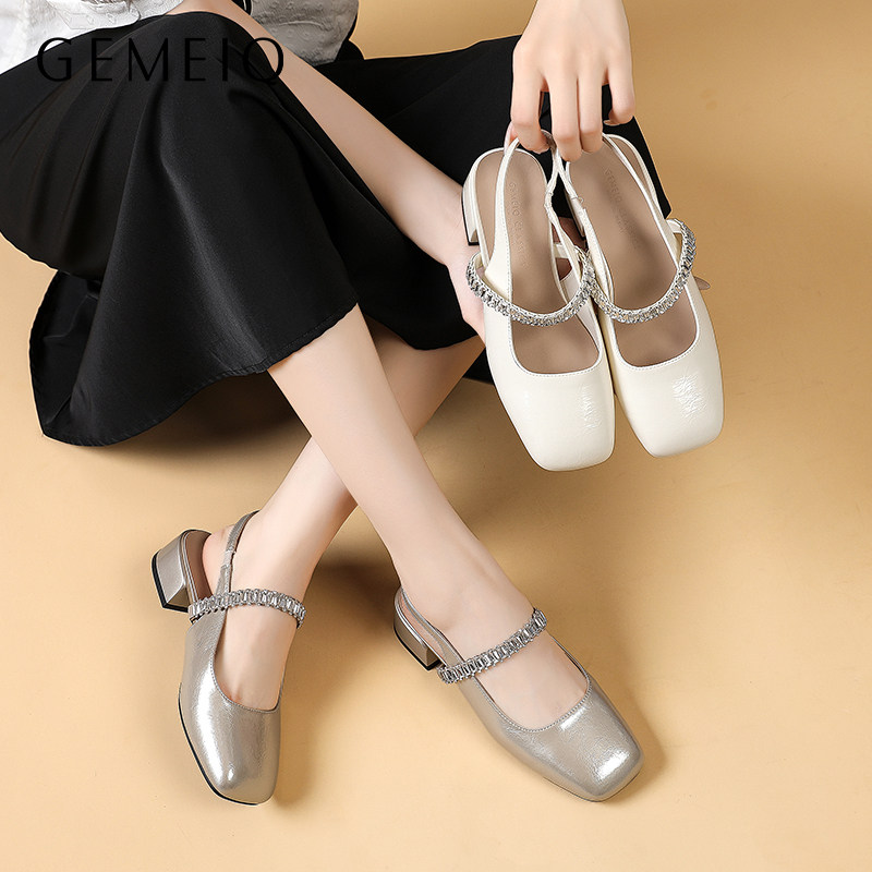 戈美其包头凉鞋女款舒适上新夏季外穿玛丽珍绝美中跟粗跟女高跟鞋