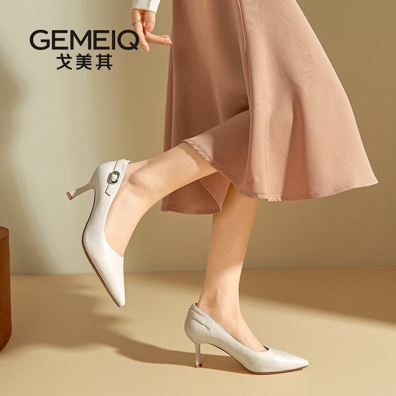 戈美其女鞋春秋法式优雅气质高跟鞋百搭爆款通勤单鞋女舒适显腿长