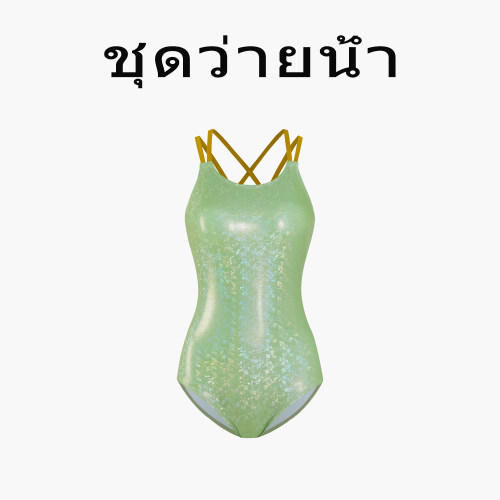 Naga swim镭射交叉绑带女士连体泳衣双层竞速露背低叉显瘦泳装