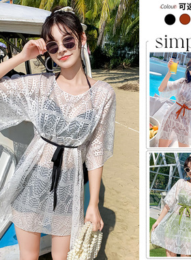 泡温泉分体泳衣女带钢托性感小胸平角蕾丝罩衫超仙比基尼度假泳装