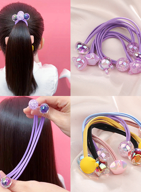 儿童发饰高弹力双头爱心皮筋宝宝果冻色扎发长绳小熙瓜高马尾发绳