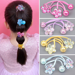 韩国果冻发绳可爱女童公主扎马尾双头花朵皮筋弹力粗发圈绕绕头绳