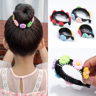 女童丸子头神器盘头蓬松发饰懒人花苞头发夹半扎发固定马尾扣抓夹