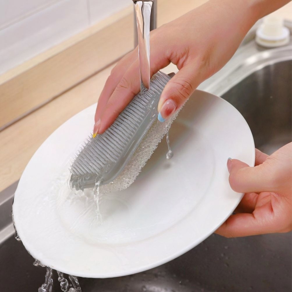 厨房多用清洁刷双面两用果蔬刷碗碟水果清洁海绵刷水槽餐具清洗刷