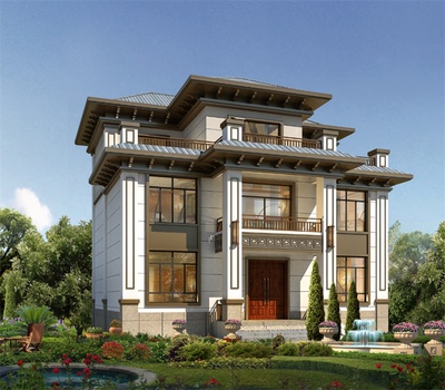 12x12新中式三层别墅自建房设计图纸施工图