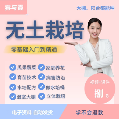 无土栽培技术视频教程蔬菜有机种植PPT课件水培营养液配方大棚室