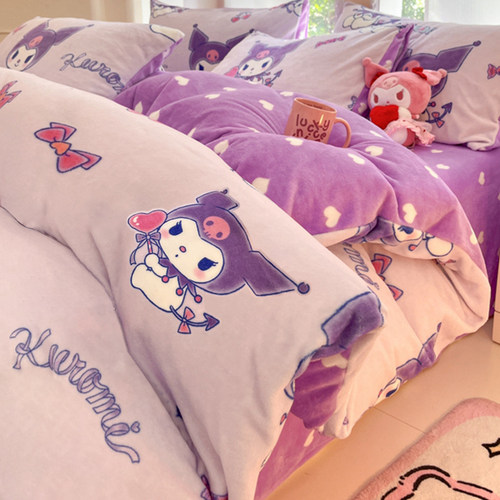 加厚三丽鸥卡通牛奶绒四件套冬季