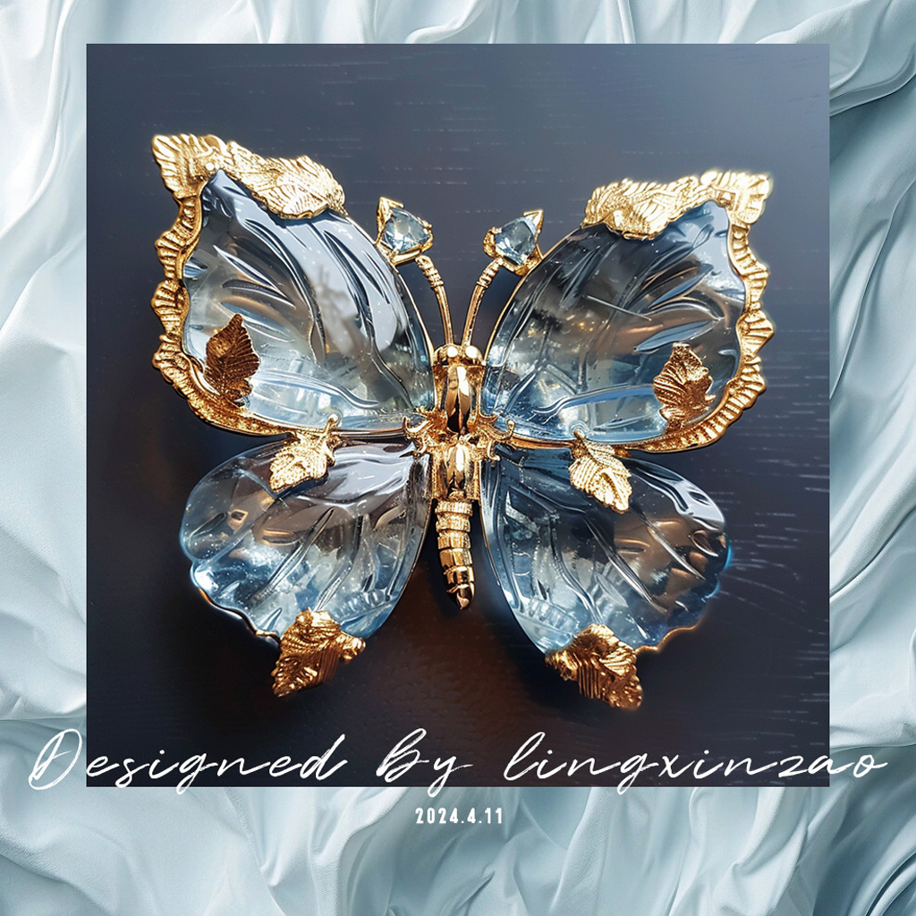 原创私人订制精工高定水晶蝴蝶胸针女珠宝首饰轻奢小众情人节礼物
