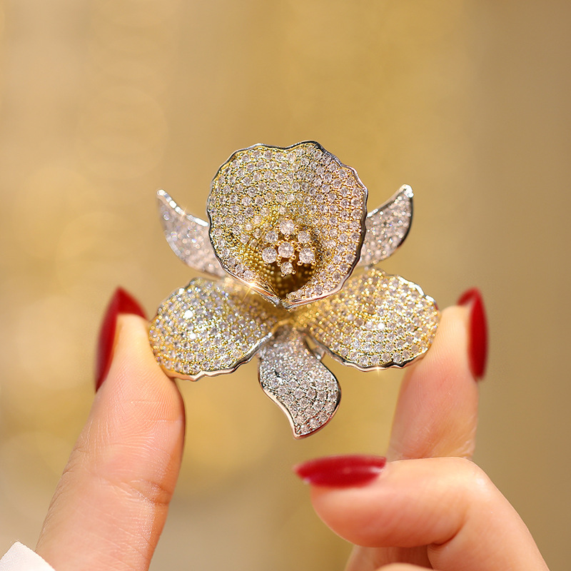 高级感兰花胸针配饰品