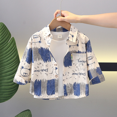 儿童纯棉衬衣小童春秋季薄款