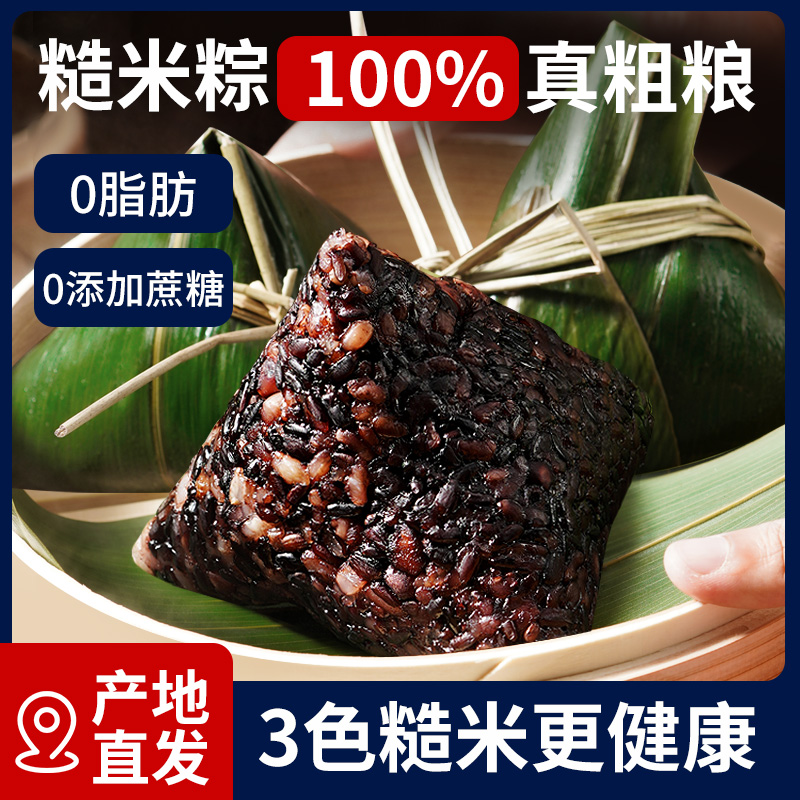 新款低脂三色糙米粽子健身代餐板栗非减脂嘉兴礼盒肉粽端午节礼品