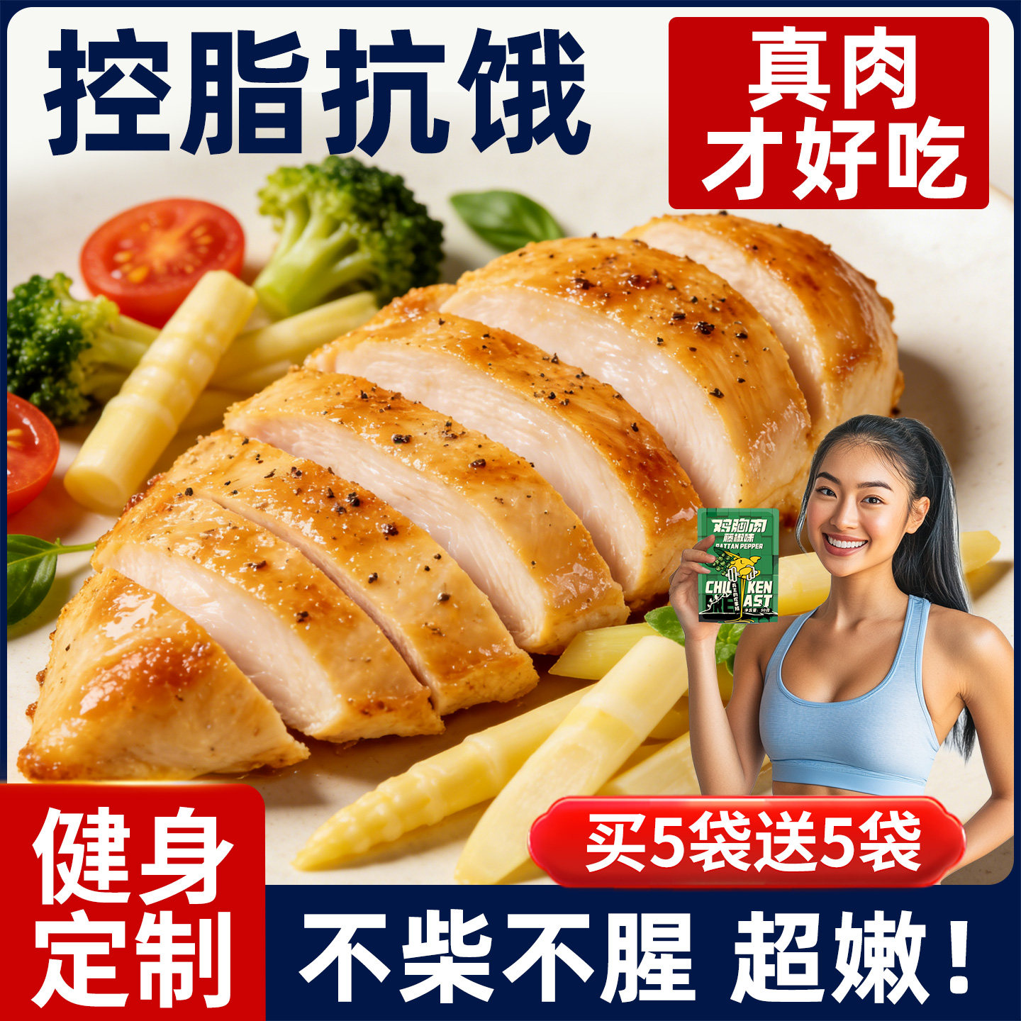 高蛋白鸡胸肉健身代餐开袋即食饱腹减低0脂肪卡肥期轻主食零食品