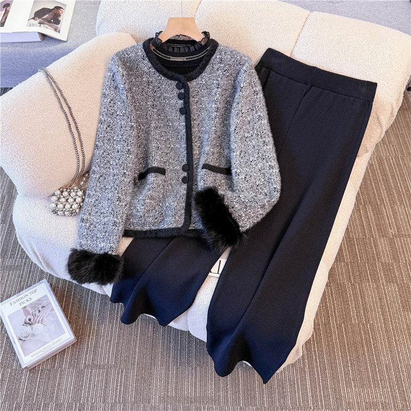 中年妈妈大码女装时尚小香风外套阔腿裤三件套高级感气质洋气套装,女装/女士精品,中老年女装,淘宝优惠券,粉丝福利购,淘宝优惠卷