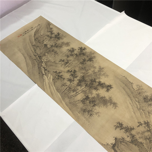 古代名家诸升诸昇万千烟雨图墨竹画国画竹子装饰画高清微喷复制品