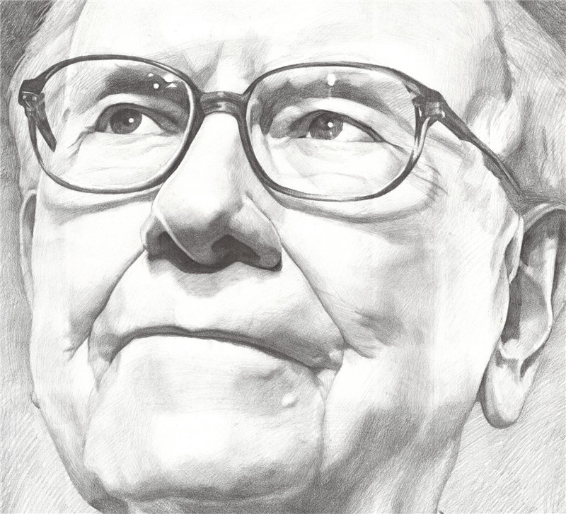 沃伦-巴菲特素描复刻挂画装饰画励志海报礼物股神buffett名人头像