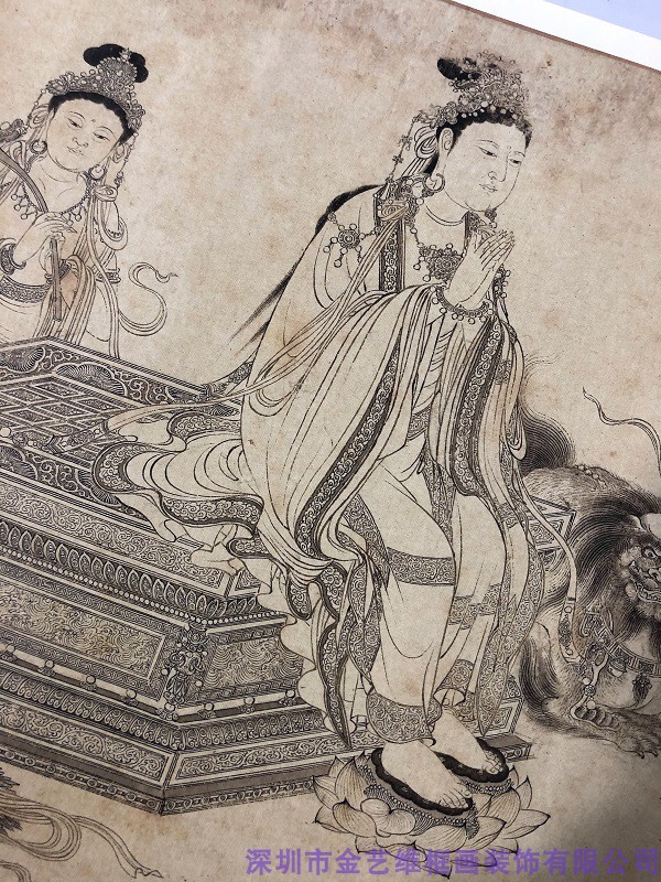 李公麟维摩演教图白描人物画芯古代人物国画古画真迹高清复制绢本