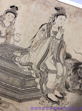 李公麟维摩演教图白描人物画芯古代人物国画古画真迹高清复制绢本
