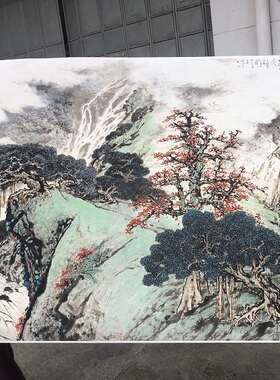 关山月 九十年代第一春 横幅巨幅客厅大堂酒店中式山水风景装饰画