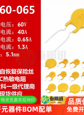 PPTC 60V 0.65A 650mA 直插自恢复保险丝 JK60-065热敏电阻 金科