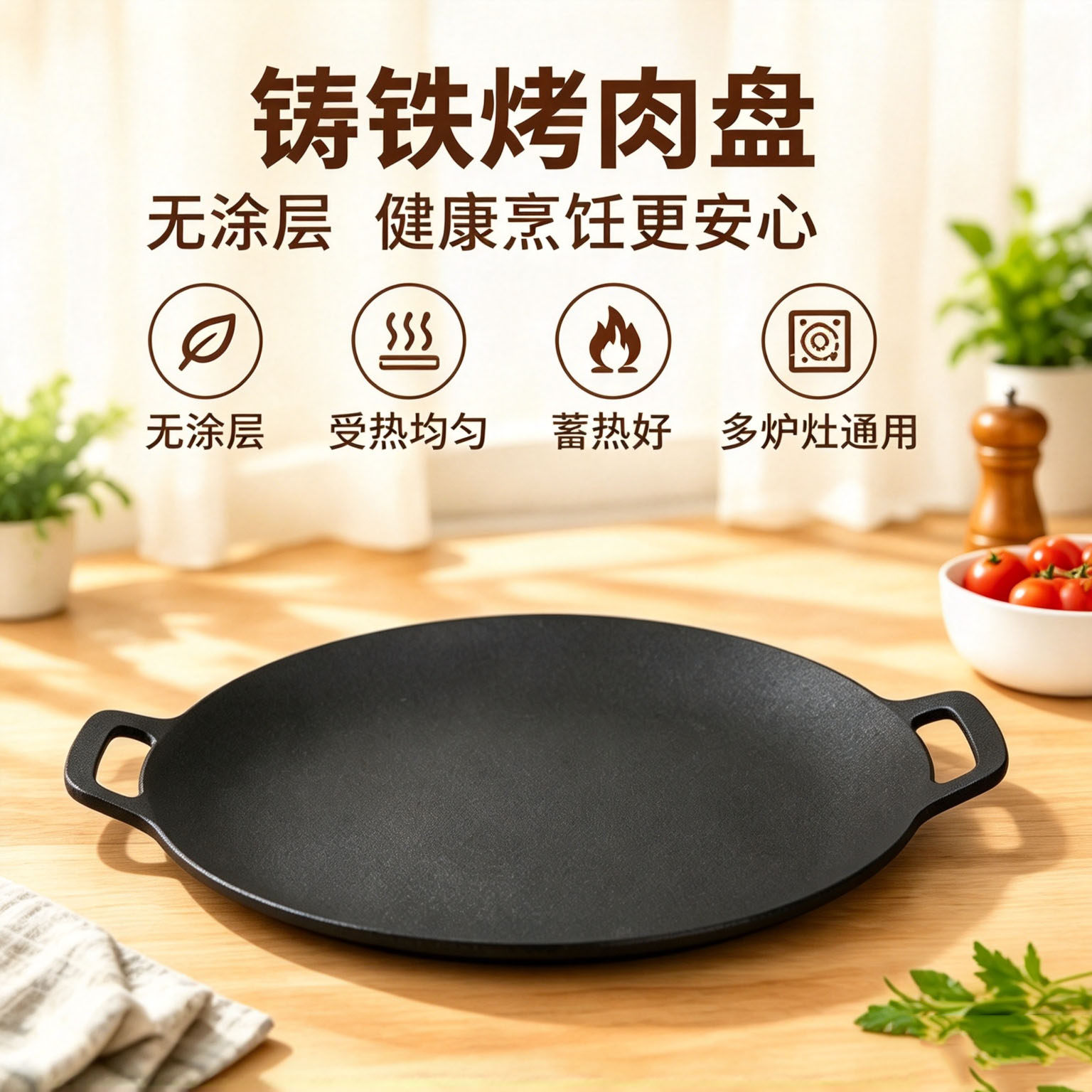 户外铸铁烤盘卡式炉烤肉盘烧烤盘