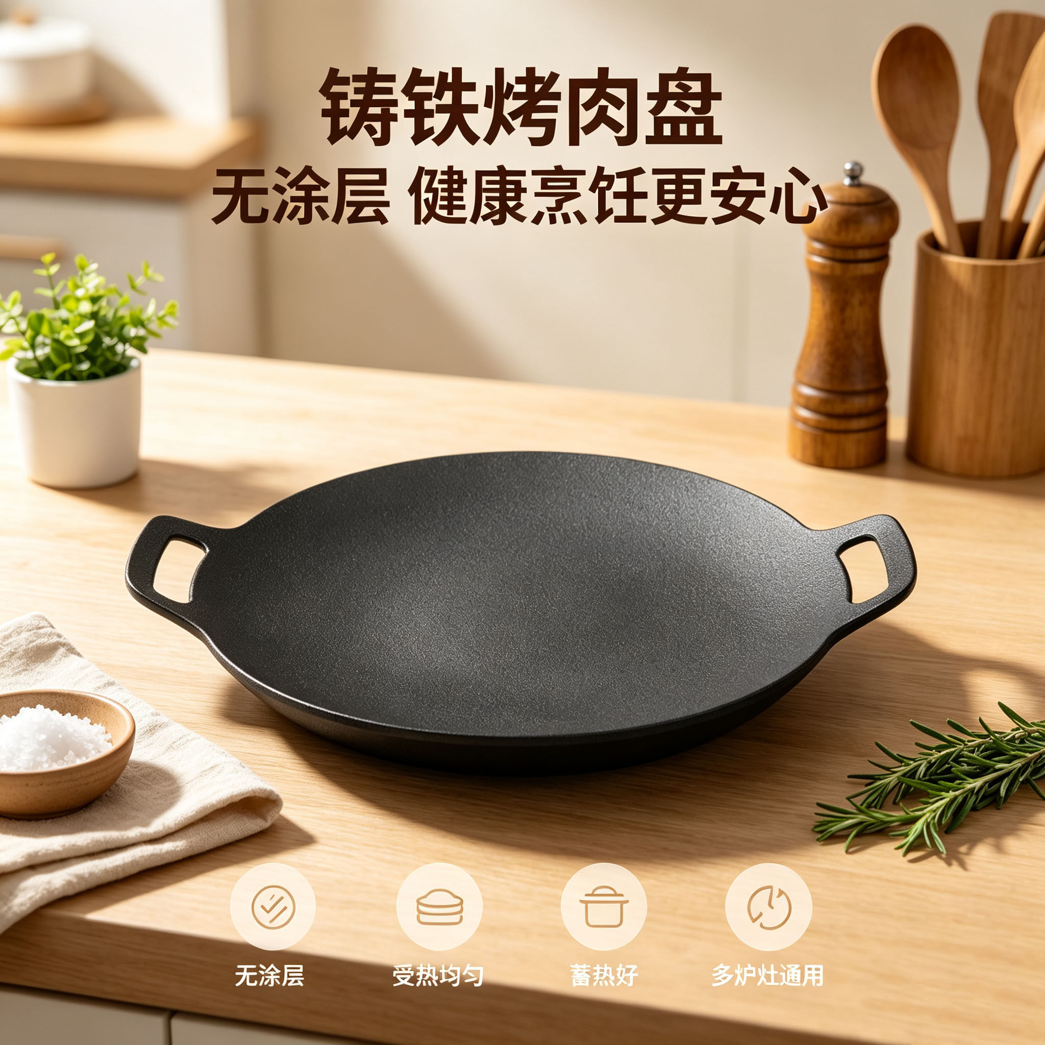 户外铸铁烤盘卡式炉烤肉盘烧烤盘