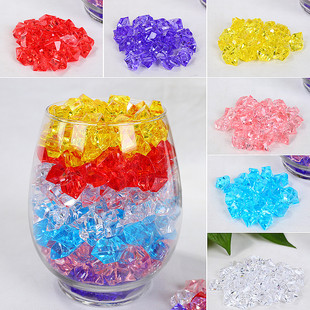 花瓶装饰亚克力水晶石透明花盆点缀彩色石头鱼缸水培植物装饰道具