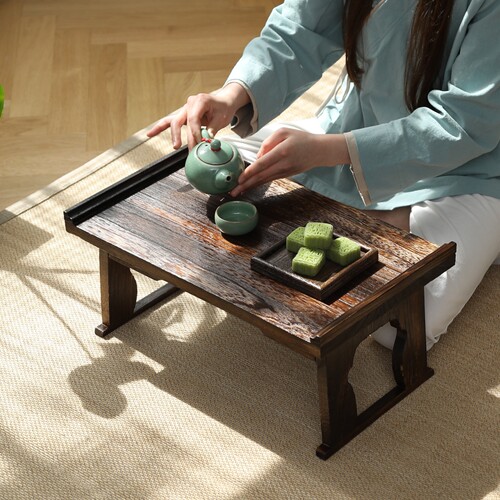 烧桐木喝茶矮桌实木复古飘窗几