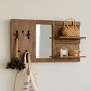 onlythis民宿复古实木搁板壁挂家用陈列架化妆镜侘寂风墙上置物架