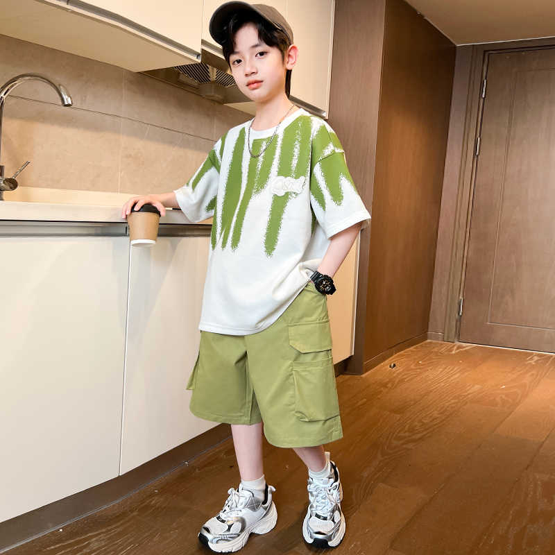 男童新款夏季渐变两件套