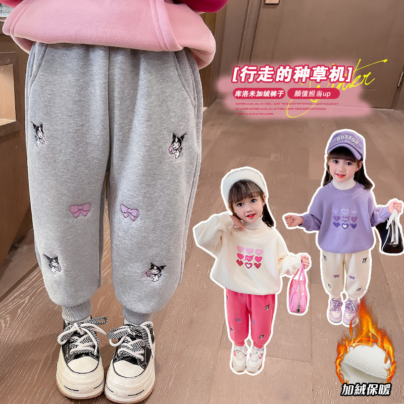 女童侧边卫裤2025新款秋冬春秋款儿童休闲运动秋装女宝宝秋季裤子