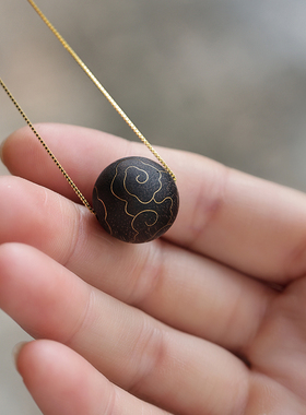 djy女款沉香木镶银锁骨链项链