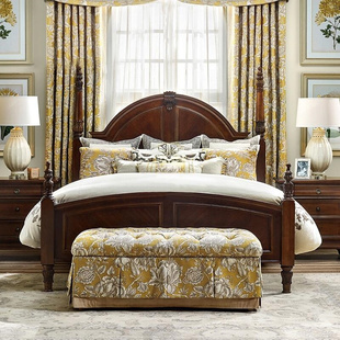 卧室家具 实木主卧双人床美式 美新维多利亚克美式 乡村新现代美式