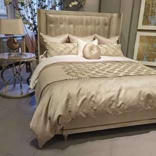 美式美克art家具莫里印象鳄鱼纹牛皮实木床 轻奢法式复古卧室定制