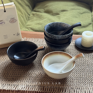 日式侘寂风陶瓷米饭碗抹茶碗窑变复古餐厅酒店家用汤碗甜品碗吃饭