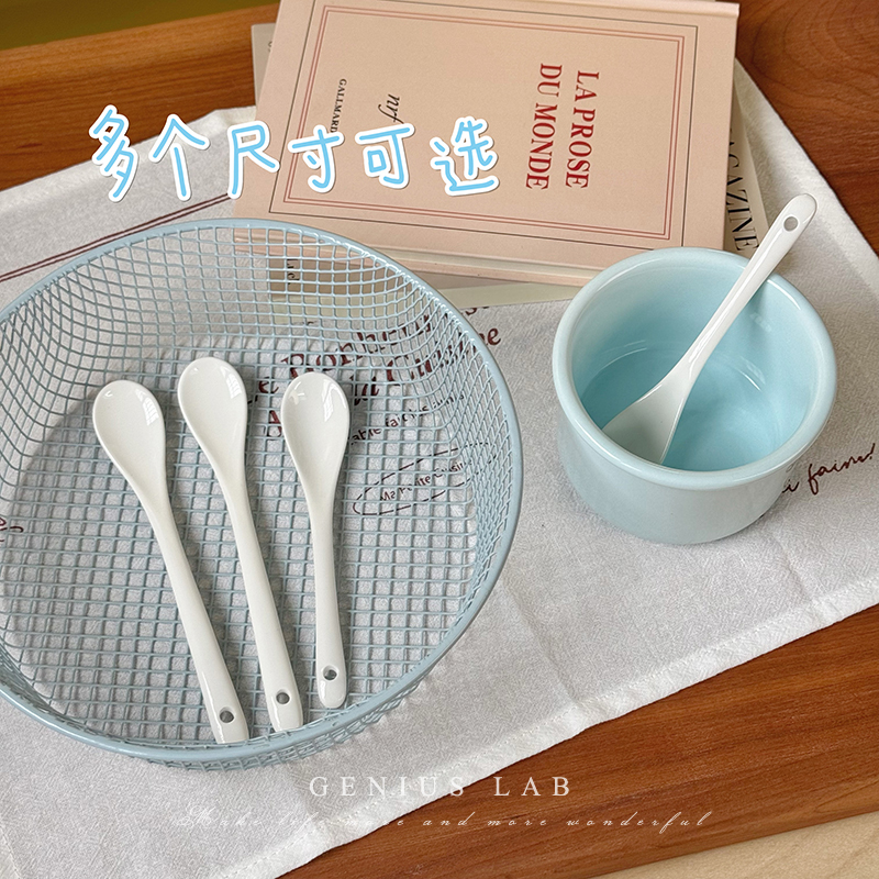 13/15cm纯白高温陶瓷搅拌勺