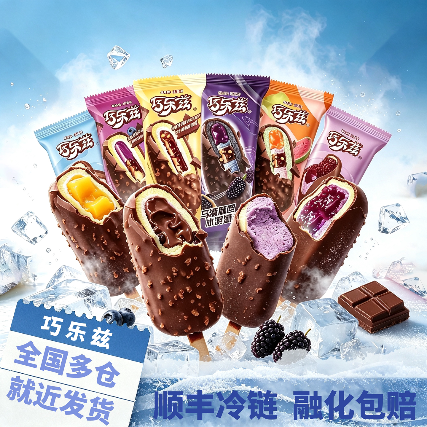 【包邮】伊利巧乐兹雪糕批发冰淇淋整箱四个圈巧脆棒乌漆麻黑30支图片