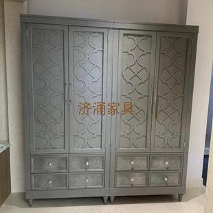 美式art莫里 印象雕花衣柜法式实木四门衣橱简约现代主卧储物柜子