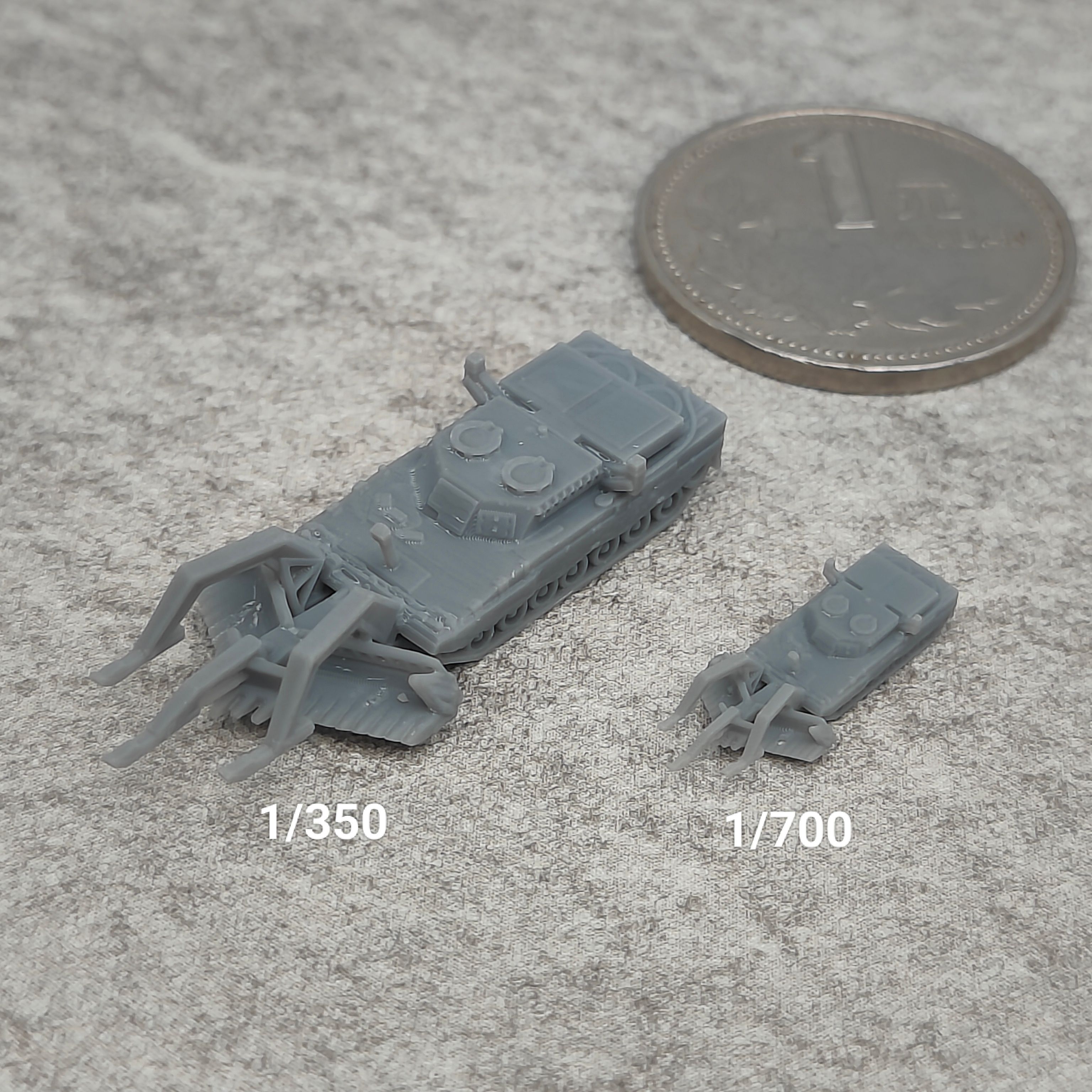 豹2R扫雷坦克 树脂白模 1/350/700坦克战车微缩模型 TK813