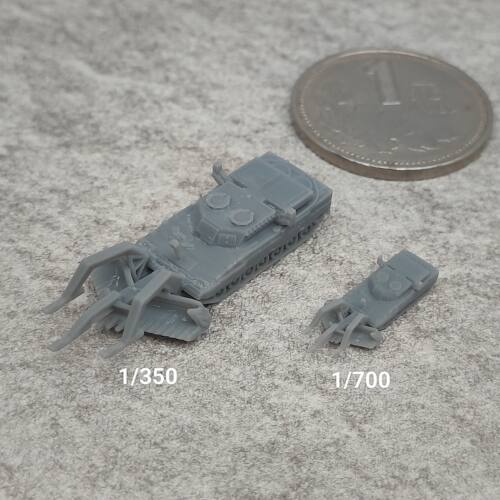 豹2R扫雷坦克 树脂白模 1/350/700坦克战车微缩模型 TK083