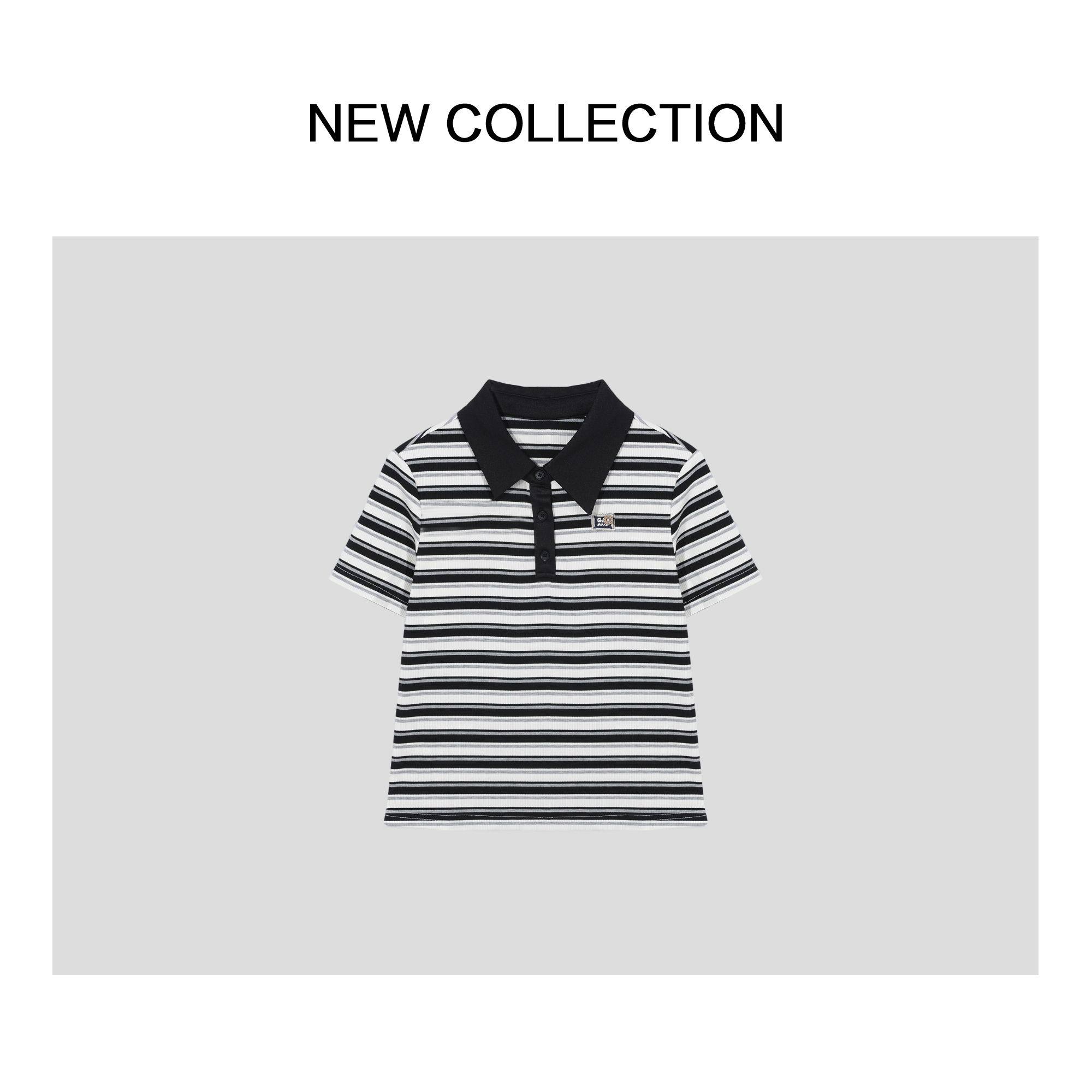 POLO领经典条纹夏季黑色百搭短袖T恤休闲T3528029-8029,女装/女士精品,T恤,淘宝优惠券,粉丝福利购,淘宝优惠卷