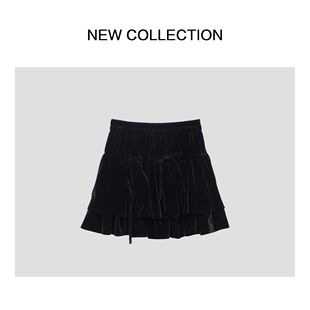 甜美可爱风中厚款 6005秋冬半身 多层次短裙Q5F56005