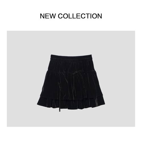 甜美可爱风中厚款多层次短裙Q5F56005-6005秋冬半身