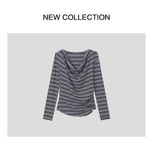 8020上衣秋冬 T恤 T1538020时尚 条纹长袖