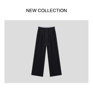 8018阔腿裤 子K3538018 黑色 百搭高腰设计感裤 时尚