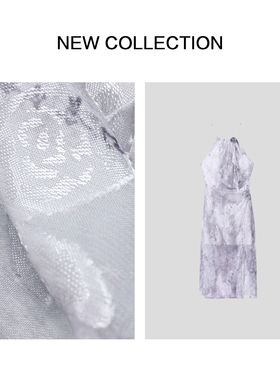 L1F27012 优雅浪漫水彩印花直筒裙-7012