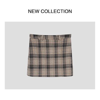 Q1F58002 秋季新品-女士经典格子百搭款式短裙